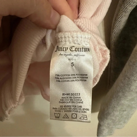 Juicy Couture Kids Pink Rhinestone Velour Zip Up Track Jacket - Size 5 - Picture 5 of 6
